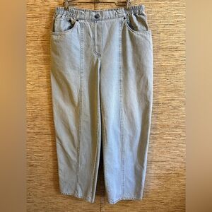 Cathy Daniel Jeans Women Large Light Blue Pull On Elastic Front Seam Vented Hem
